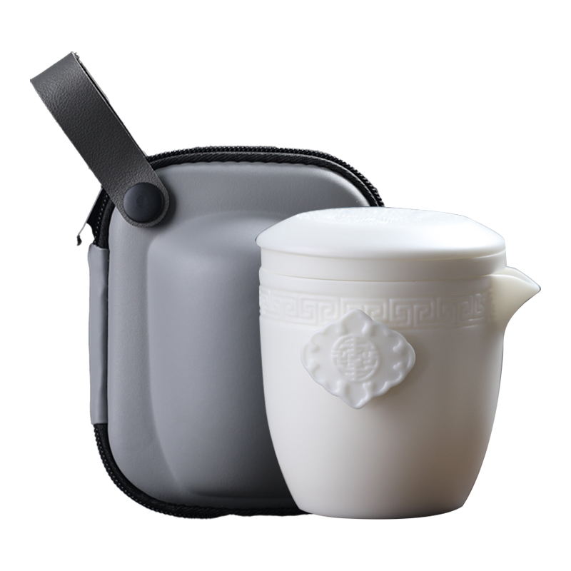 MULTIPOTENT元青YQ-FLX-CB-202109-08旅行茶具德化白瓷快客杯便携/套 白色