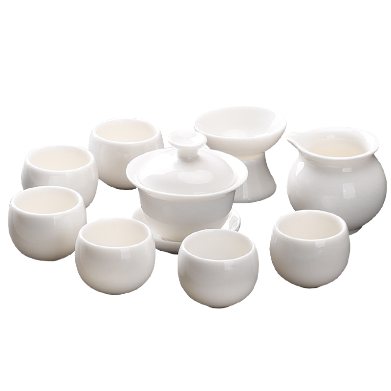 MULTIPOTENT元青 YQ-DP-ZTCJ-201809-02茶具套装中国白盖碗雅韵杯9头 白色