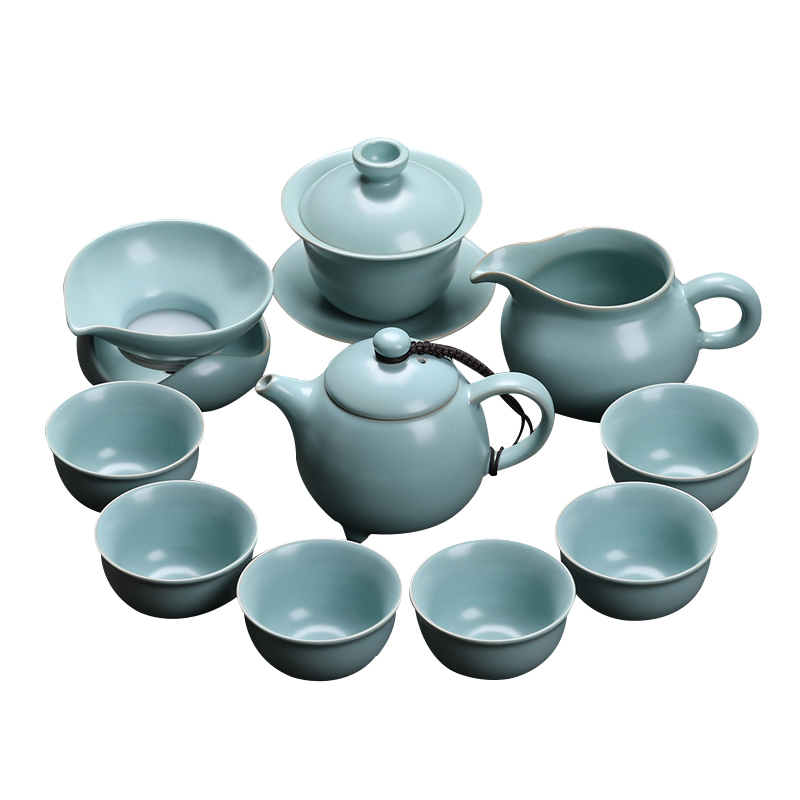 MULTIPOTENT元青 YQ-YXHZ-ZTCJ-202104-04茶具套装汝窑西施壶茶杯11头 水蓝色