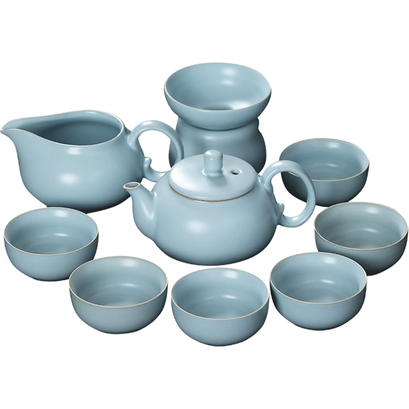 MULTIPOTENT元青 YQ-ZX-ZTCJ-202210-09整套茶具汝窑开片可养10头 白色