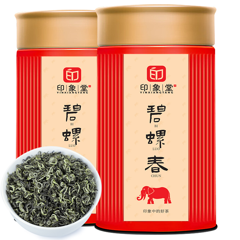 印象堂2024新茶绿茶碧螺春茶叶2罐装共250g（单位：罐） 红色