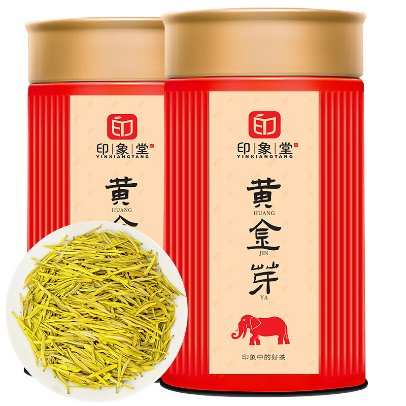 印象堂2024新茶绿茶黄金芽2罐装共100g茶叶（单位：罐） 红色
