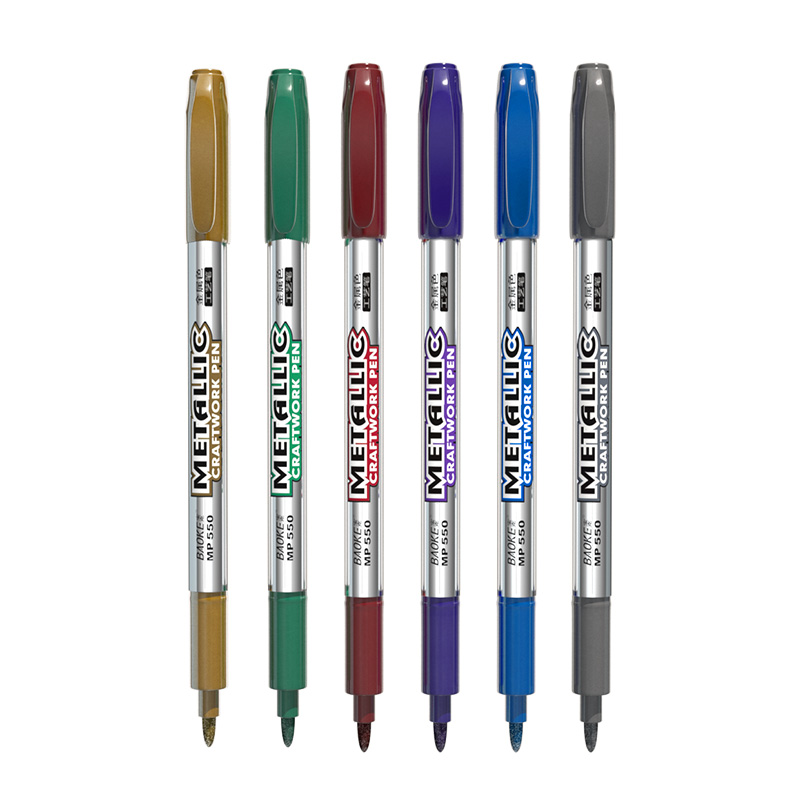 宝克（BAOKE）MP550 1.5mm水性油墨金属工艺笔 DIY彩色笔/绘画记号笔 12支/盒 盒 紫色