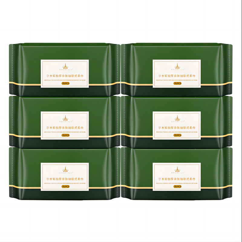 尔木萄抽取式柔巾洗脸巾柔软厚实 70片x6包（单位：包） 图片色