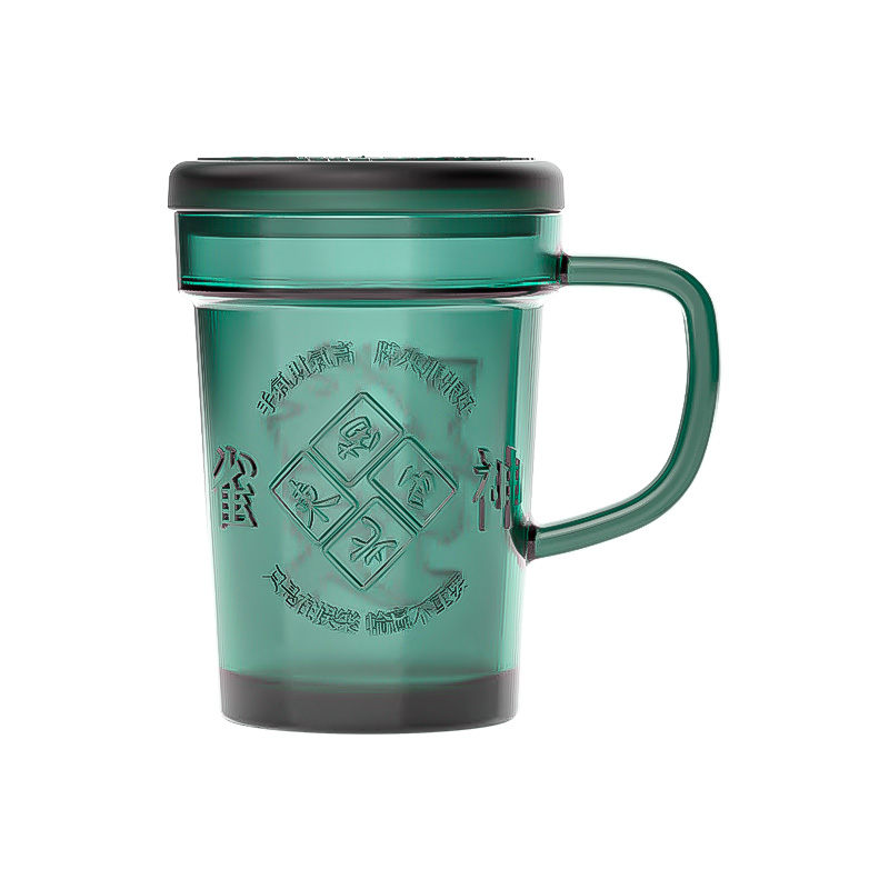 乐唯诗玻璃杯墨绿原色发财杯茶杯麻将杯水杯创意文化杯 发财杯450ml*1只 绿色