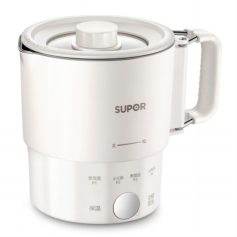 苏泊尔 便携式电水壶 折叠不锈钢水壶烧水杯  0.7L SW-07J03A（台） 奶白色
