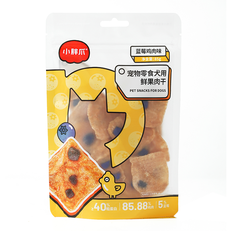 小胖爪 鲜果肉干（蓝莓鸡肉）狗狗零食85g*10（单位：袋） 自然色