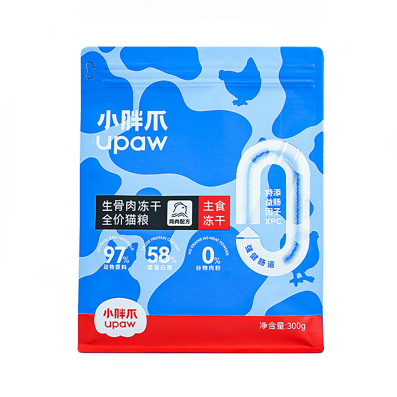 小胖爪 全价生骨肉冻干 （鸡肉味）猫猫零食300g*2（单位：袋） 自然色