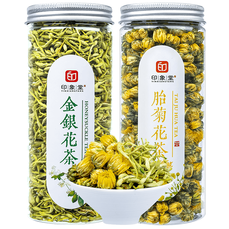 印象堂茶叶花草茶金银花茶浙江菊花茶组合110g共2罐装礼品养生茶（单位：罐） 无色