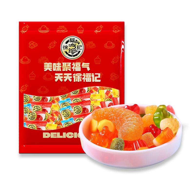 徐福记透明橡皮糖散糖（混合口味）688g/袋 枫叶色