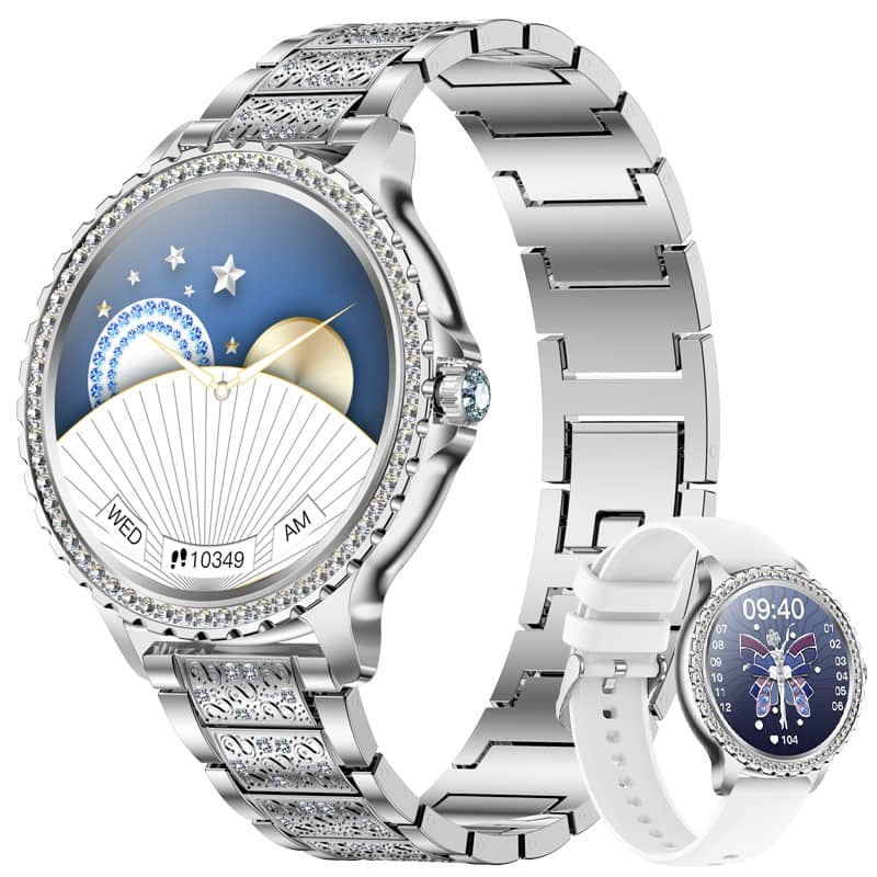 LIGE利格女性时尚健康智能手表BW1845E银色银钻石合金带含灰硅胶（单位：只） BW1845E银色银钻石合金带含灰硅胶