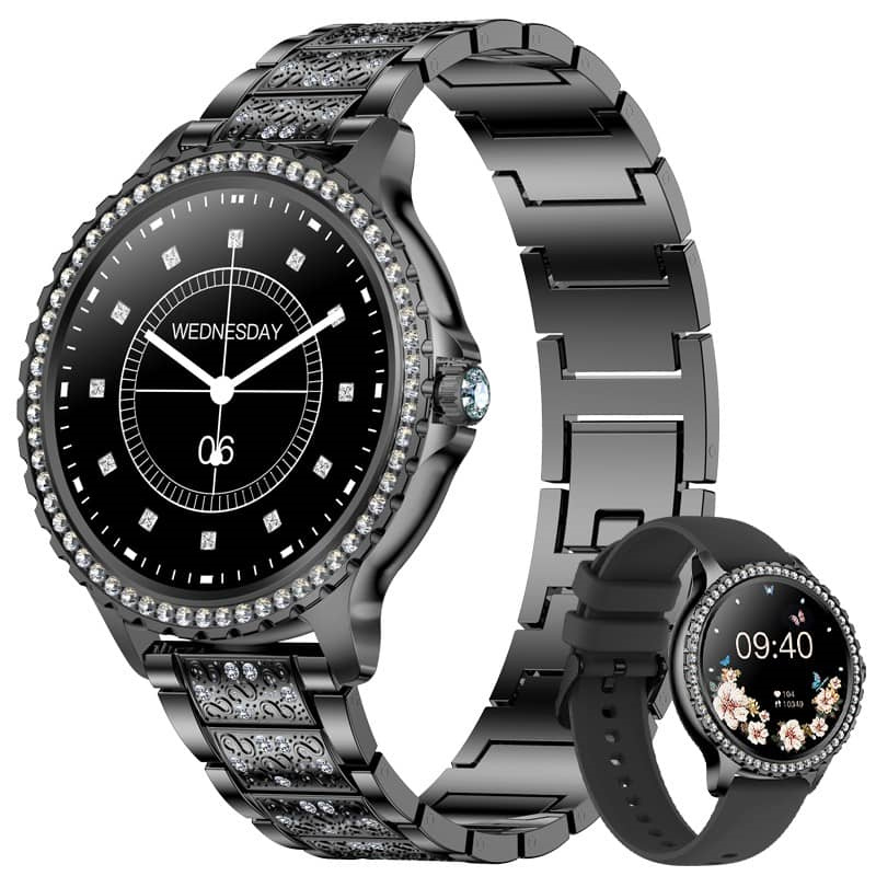 LIGE利格女性时尚健康智能手表BW1845F黑色黑钻石合金带含黑硅胶（单位：只） BW1845F黑色黑钻石合金带含黑硅胶