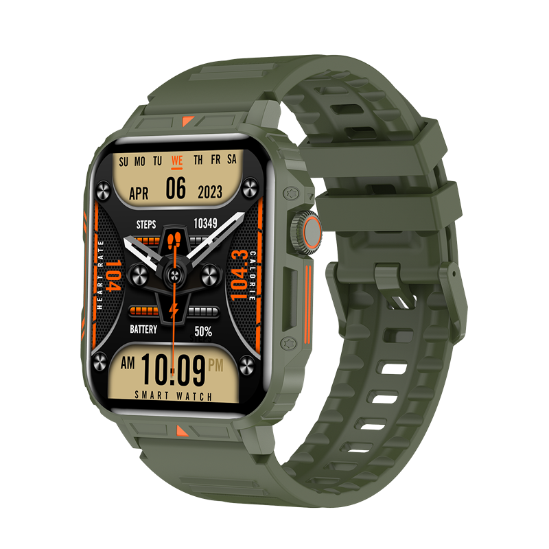 LIGE利格大屏运动智能通话手表BW0656B军绿色硅胶带（单位：只） BW0656B军绿色硅胶带