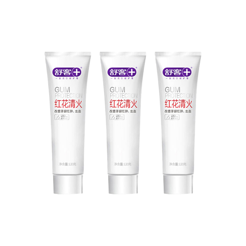 舒客红花清火牙膏120克*3(单位:组) 白色