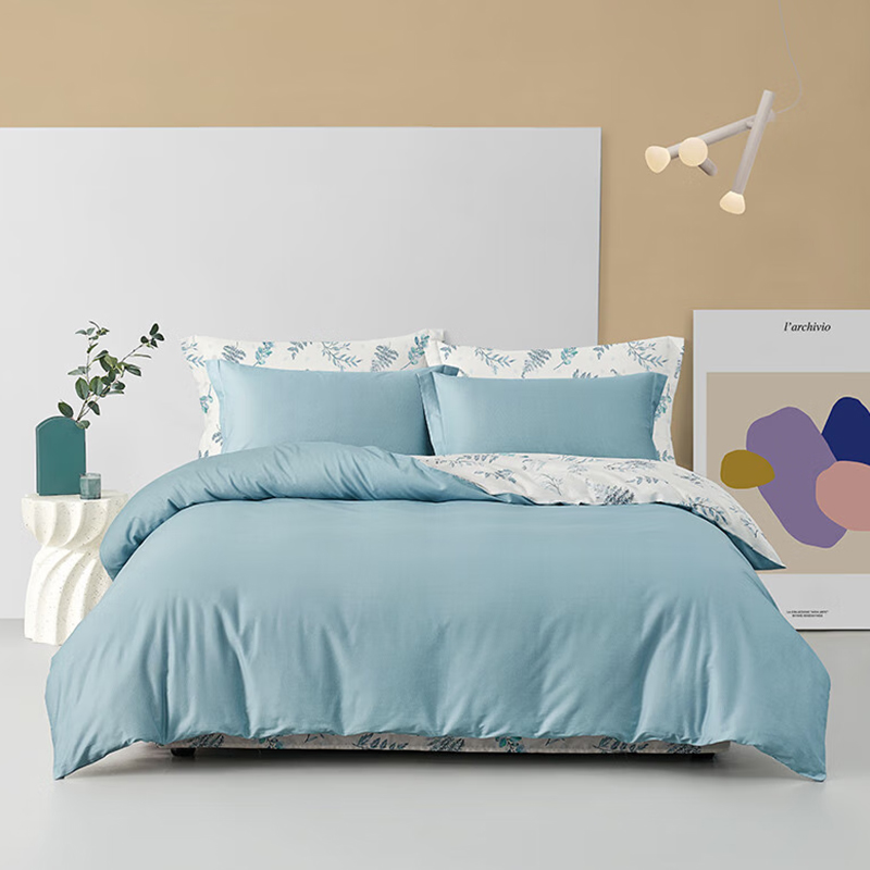 LOVO斜纹四件套西野南风被套VAD0111-4  200x230(cm)水蓝色（件） 水蓝色