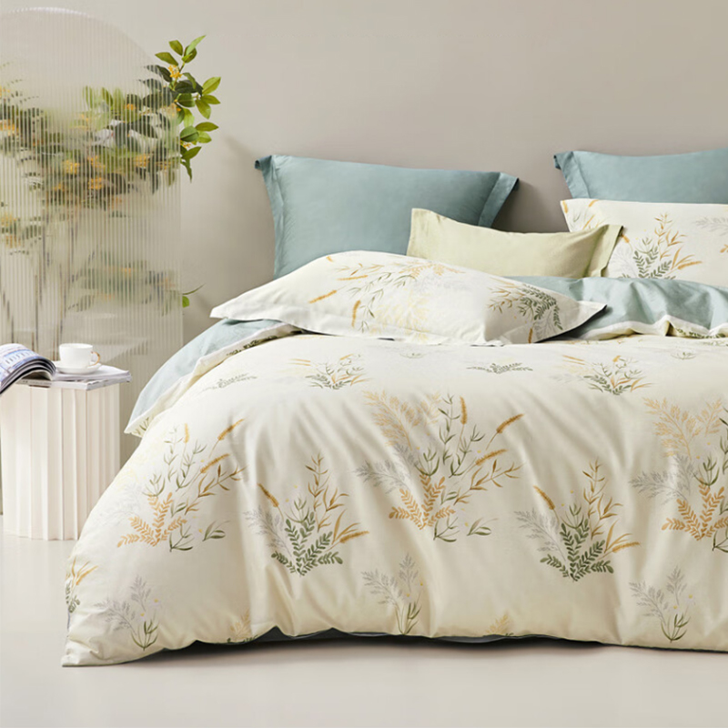 LOVO斜纹四件套轻风徐来被套VAD0071-4  200x230(cm)黄色（件） 黄色