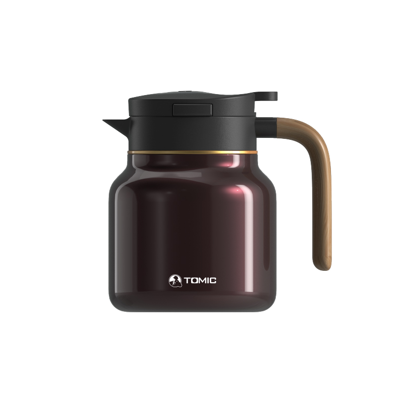 特美刻（TOMIC）保温壶钛茶隔智能显温防粘内胆闷茶壶  TQ89003AFti  1L  单位：只 咖啡色