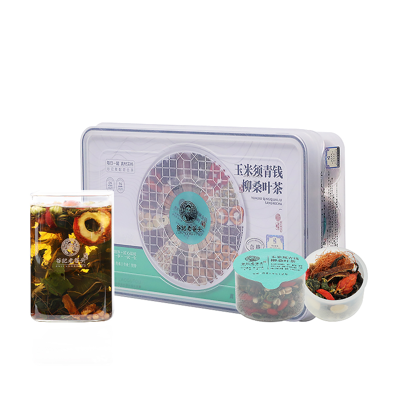 谷记老谷头 玉米须青钱柳桑叶茶500g（内含30罐）盒  