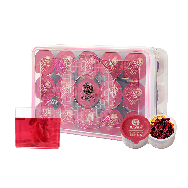 谷记老谷头 墨红玫瑰柠檬茶213g（内含30罐）盒  