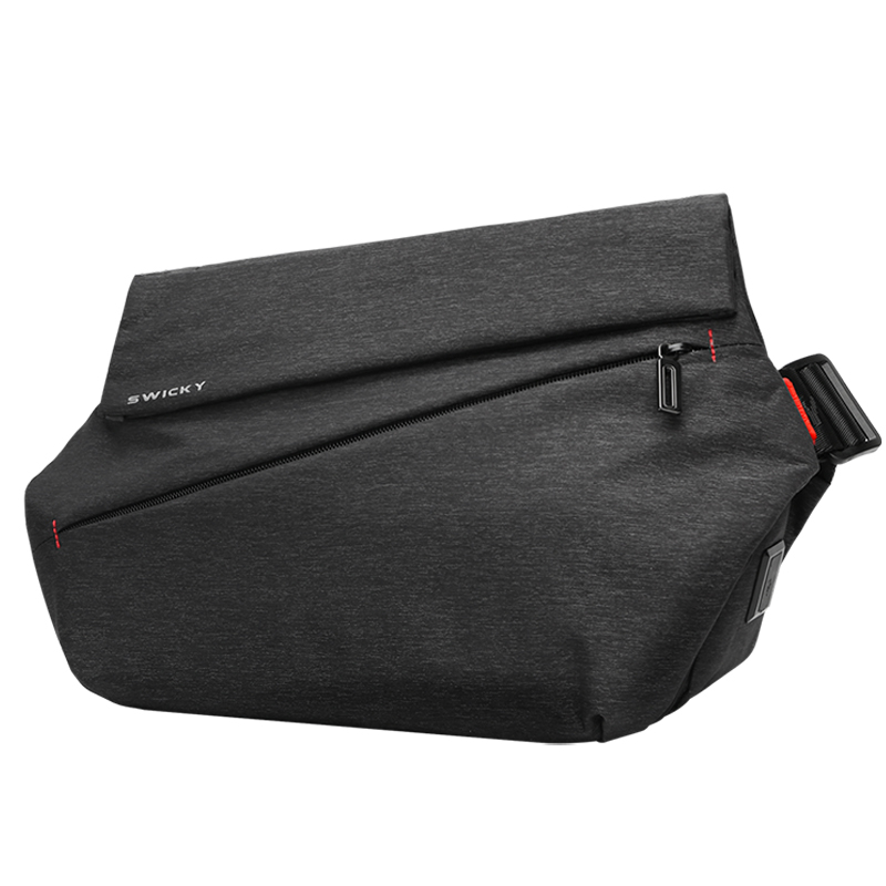 SWICKY瑞驰潮牌斜挎包男女单肩运动机能邮差包防泼水胸包大容量 33015扣插版(单位：个） 灰色