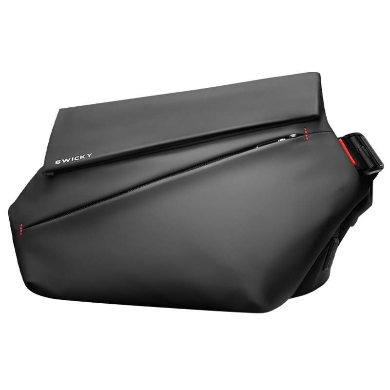 SWICKY瑞驰潮牌斜挎包男女单肩运动机能邮差包防泼水胸包大容量 33015扣插版(单位：个） 黑色