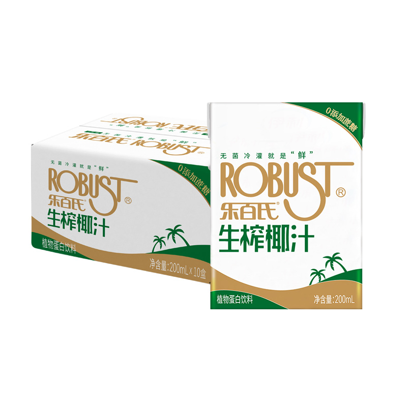乐百氏0蔗糖生榨椰汁200ml*10/箱 本白色