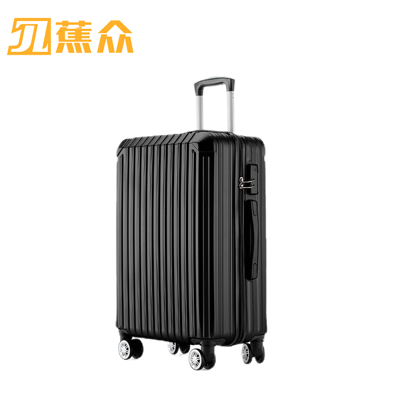 蕉众Banana travel经典条纹拉链拉杆箱L-WES807（单位：个） 黑色 24寸
