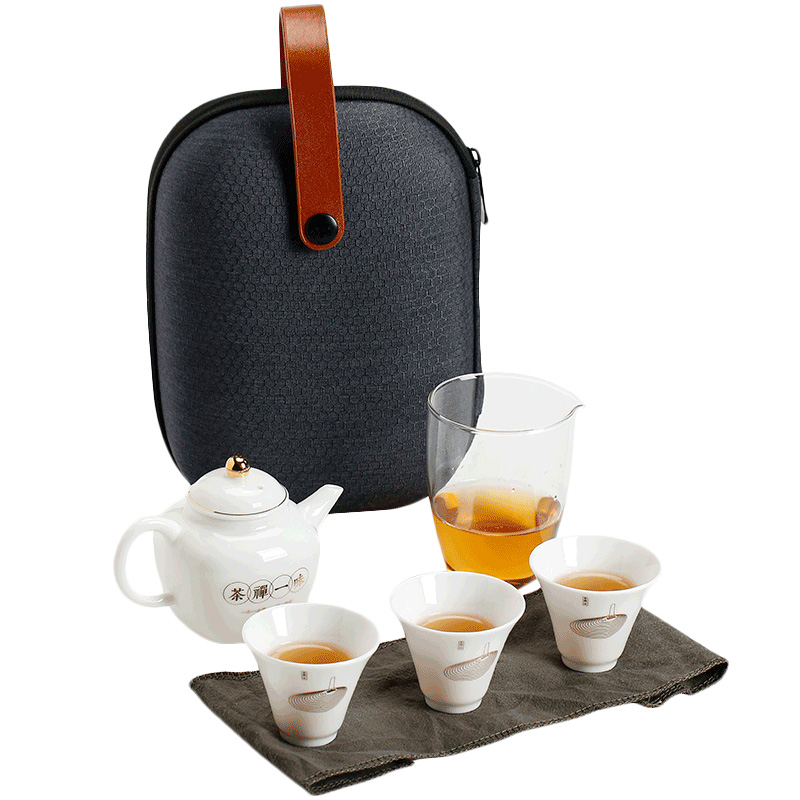 苏氏陶瓷（SUSHI CERAMICS）J0239旅行茶具中国白茶禅一味便携装（单位：套） 白色
