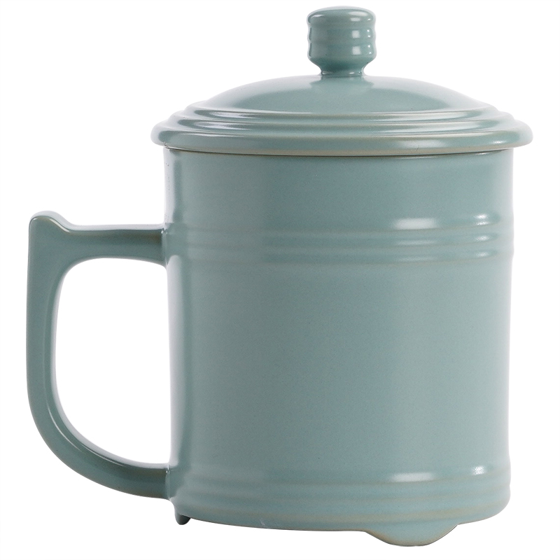 苏氏陶瓷（SUSHI CERAMICS）J0336茶杯汝窑开片可养带盖帮贡杯（单位：个） 天空之境