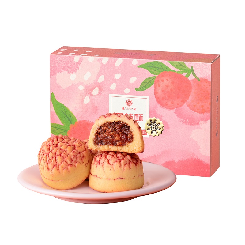 麦轩 岭南荔枝酥凤梨酥 210g 岭南荔枝酥凤梨酥 粉色（单位：盒）