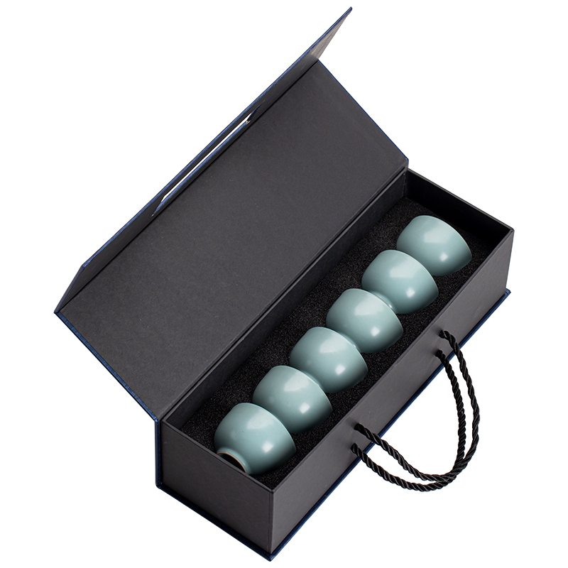 苏氏陶瓷（SUSHI CERAMICS）J0509茶杯汝窑开片可养春风杯6个礼盒装（单位：套） 水蓝色