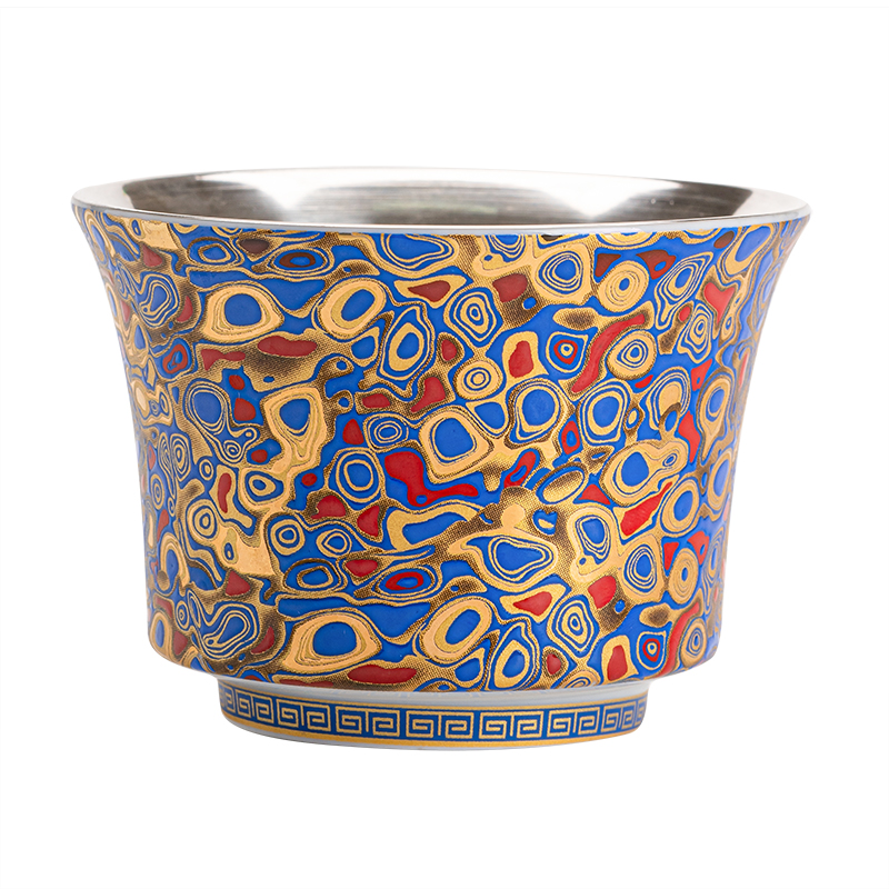 苏氏陶瓷（SUSHI CERAMICS）J0645茶杯漆艺鎏银国潮品茗杯（蓝）（单位：个）  