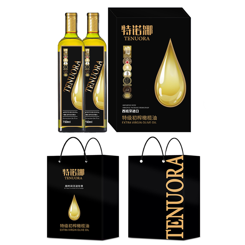 特诺娜特级初榨橄榄油黑色精装礼盒750ml*2（单位：盒） 绿色