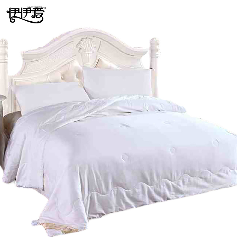 伊伊爱全棉贡缎百分百桑蚕丝被白色200*230cm填充500g  SC-C1W-050BN（条） 白色