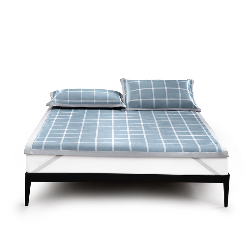 水星家纺 格纹冰丝席-K03 125575/125576 1.8米床（单位：套） 蓝色