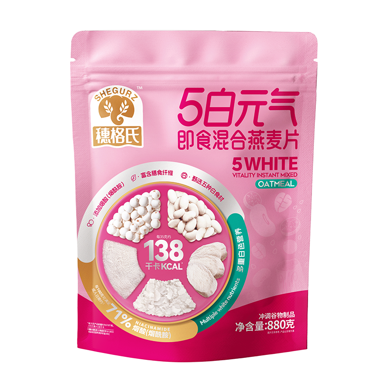 穗格氏 5白元气即食混合燕麦片880g/袋（单位：袋） 绿色