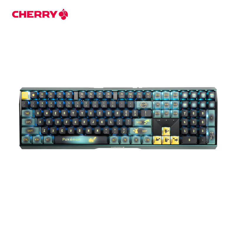 CHERRY樱桃 MX3.0S无线键盘 机械键盘 宝可梦联名款皮卡丘键盘三透PBT键帽 蓝牙有线/个 宝可梦联名款皮卡丘键帽