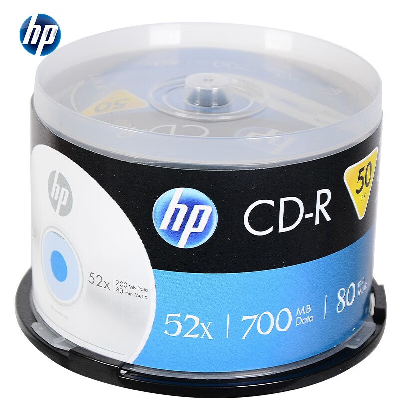 惠普 HP CD-R光盘 52速 700MB 50片/桶 白色