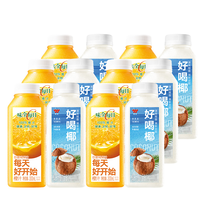 味全每日C橙汁300ml*6+椰汁300ml*6（单位：瓶） 白色