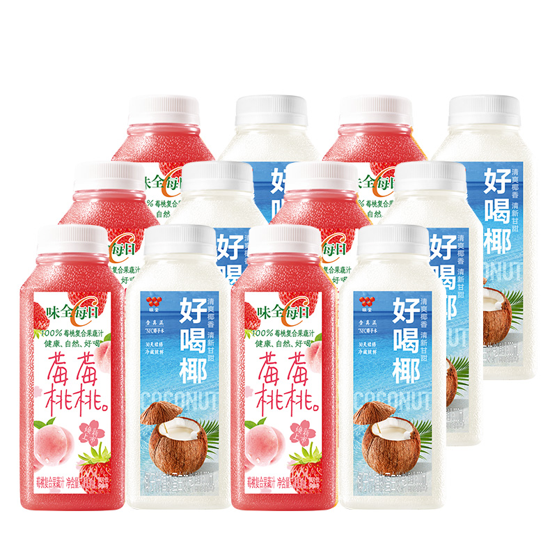 味全每日C莓莓桃桃300ml*6+椰汁300ml*6（单位：瓶） 白色