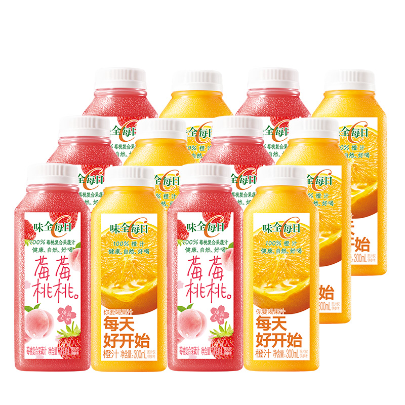 味全每日C莓莓桃桃300ml*6+橙汁300ml*6（单位：瓶） 橙色