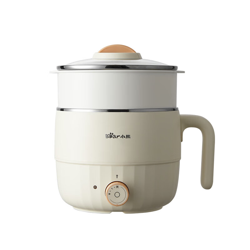 小熊（Bear）电煮锅1.6L多用途锅DRG-F12H2 配蒸笼/台 米黄色
