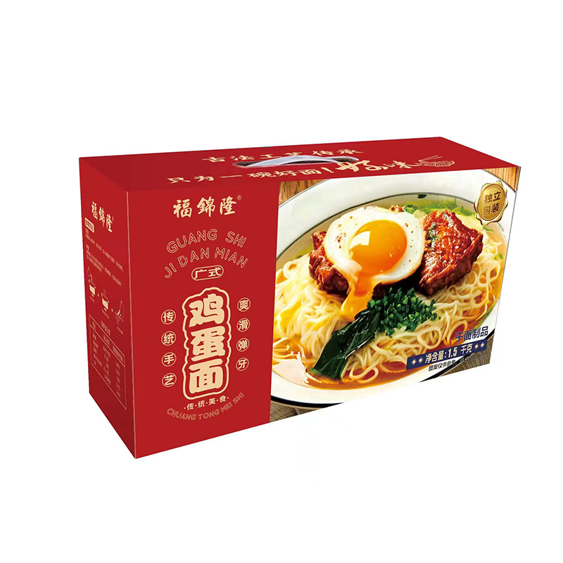 福锦隆 高筋度小麦粉，爽口弹牙 鸡蛋面 鸡蛋面1.5kg 酒红（单位：箱）