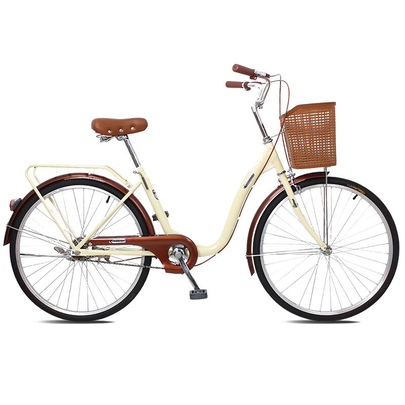 凤凰（Phoenix）26寸女士成人亲子学生复古通勤轻便代步城市单车丹顶鹤（单位：辆） 米白色