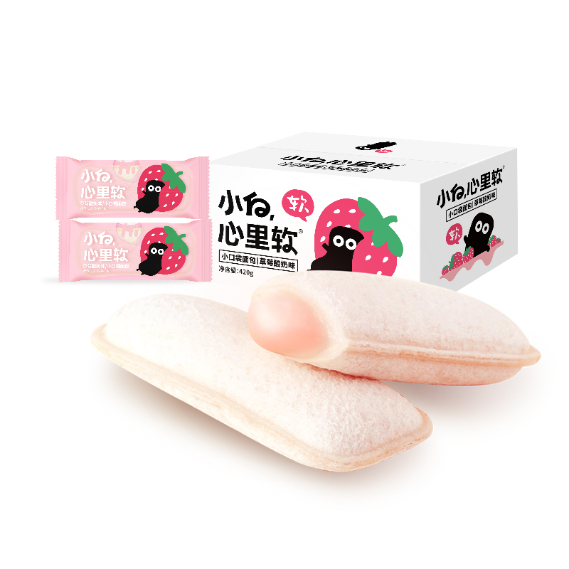 小白心里软 草莓酸奶味小口袋面包420g（单位：盒） 粉色