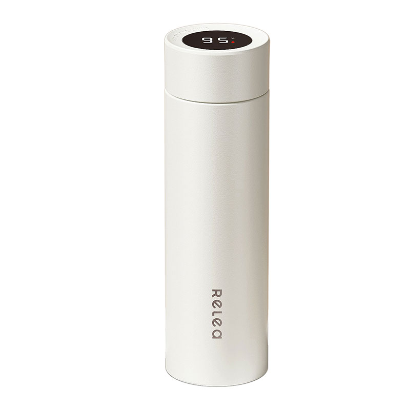 物生物（RELEA） JV012367-0500-BQ00 数显款500ML云深白 不锈钢极光保温杯  数显款500ML云深白（单位：个）