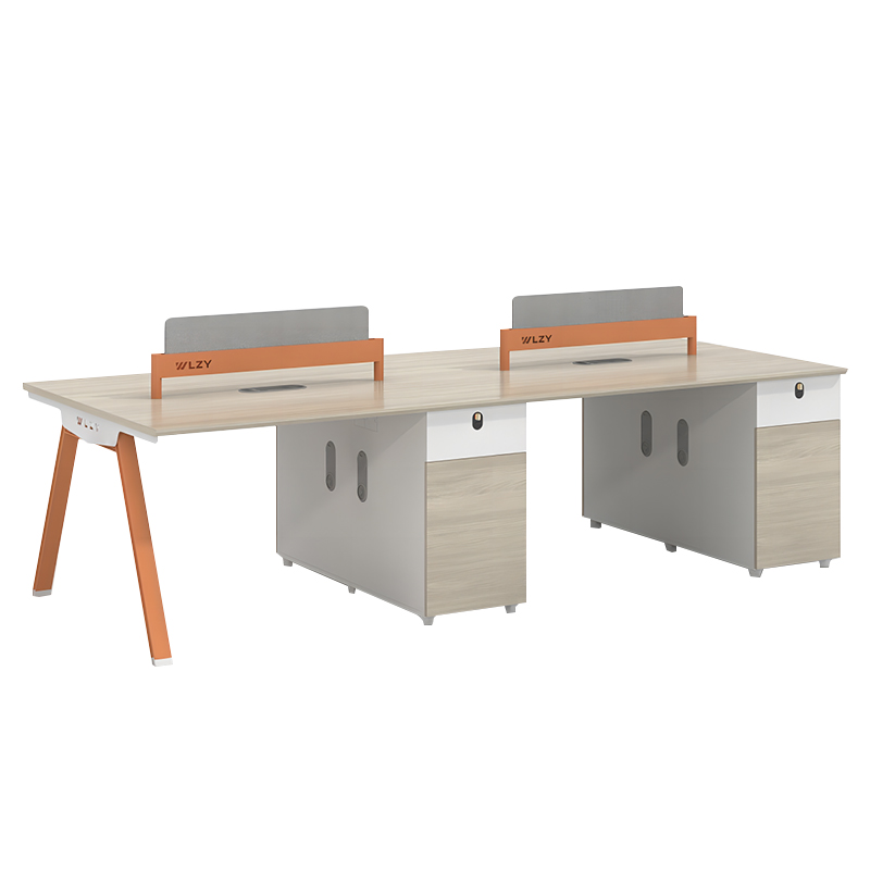 荣美盛 办公家具简约板式办公桌四人位2400*1200*750mm 张 橙色