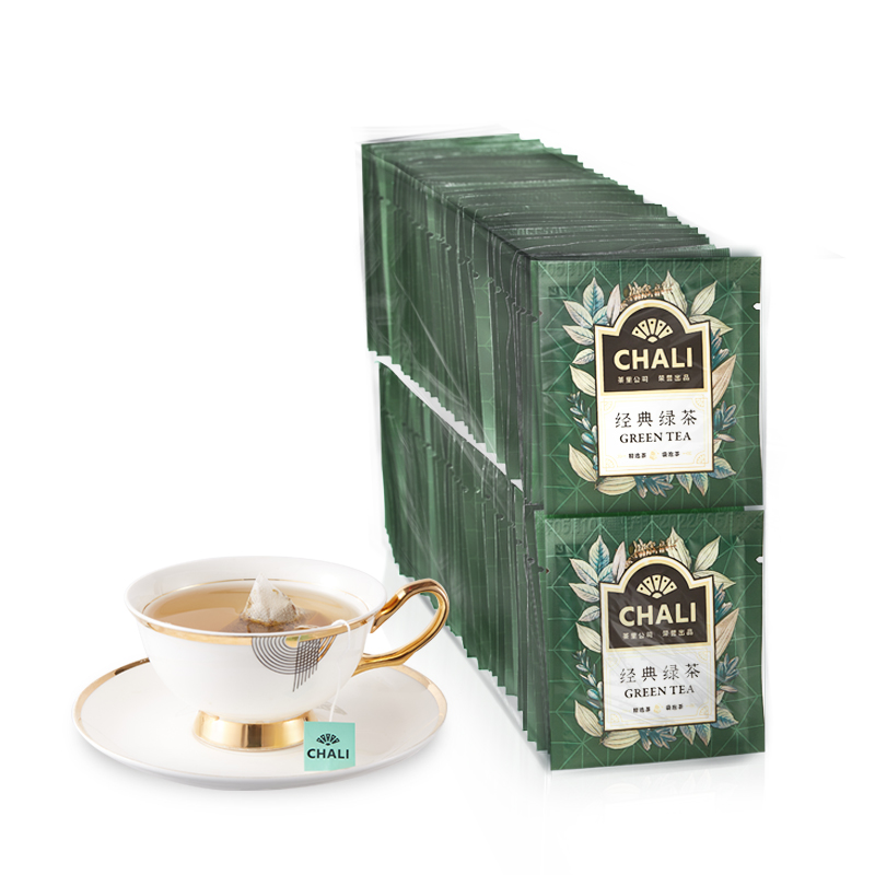 CHALI茶里 量贩装经典绿茶无纺布茶包袋装100包*2g  单位:盒 柠绿色