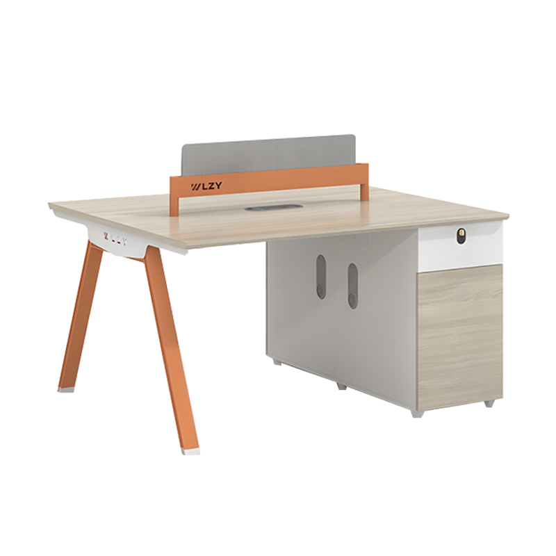 荣美盛 办公家具简约板式办公桌双人位1200*1200*750mm 张 橙色