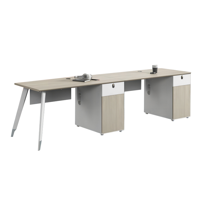 荣美盛 办公家具简约板式办公桌并排双人位2400*600*750mm 张 白色
